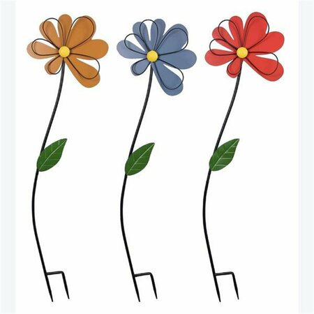 PATIO TRASERO Metal Garden Flowers Stake, 3 Assorted Color PA3283777